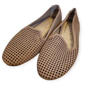 me Too | Tan Perforated Slip-On Flats